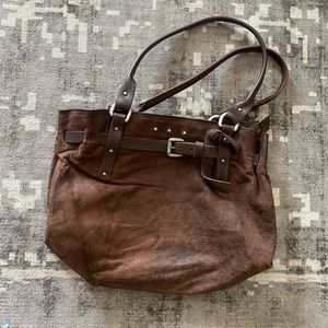 Distressed Brown Suede Purse